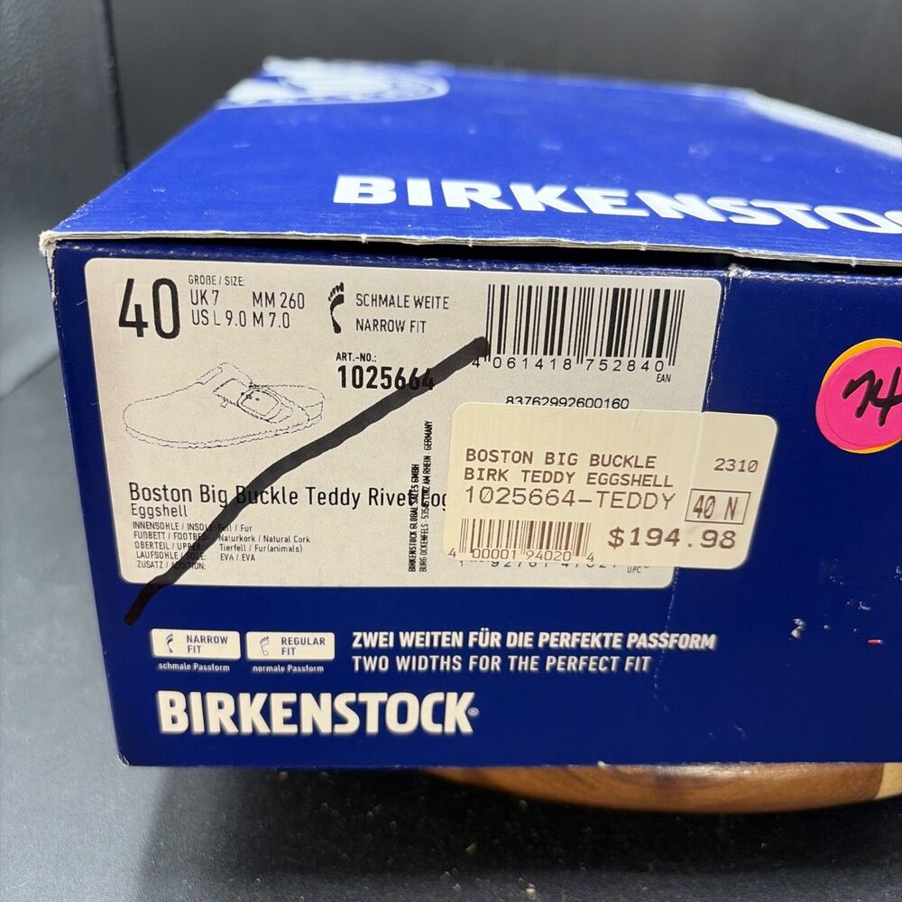 Birkenstock Boston Big Buckle Teddy Rivet Womens Size 9 Narrow Clog Black Gold - Picture 10 of 10